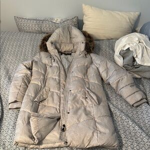 Barbour Gray Jacket with Fur Trim Hood